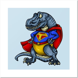 dinosaur t rex superhero Posters and Art